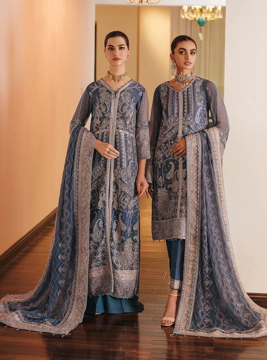 FARASHA Lueur Unstitched Embroidered Luxury Chiffon Suit 08-ADELINE