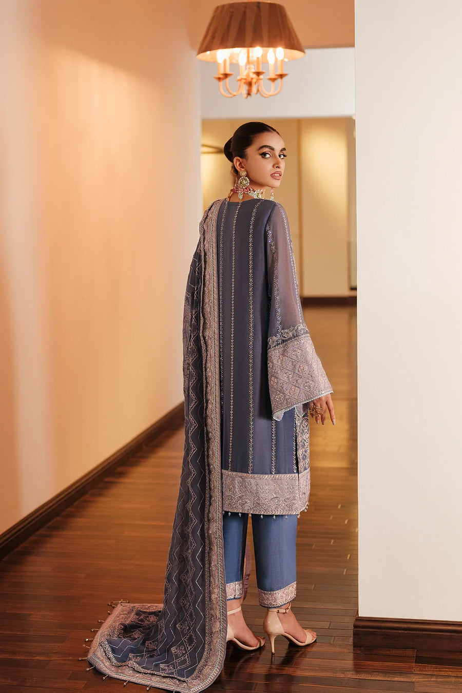 FARASHA Lueur Unstitched Embroidered Luxury Chiffon Suit 08-ADELINE