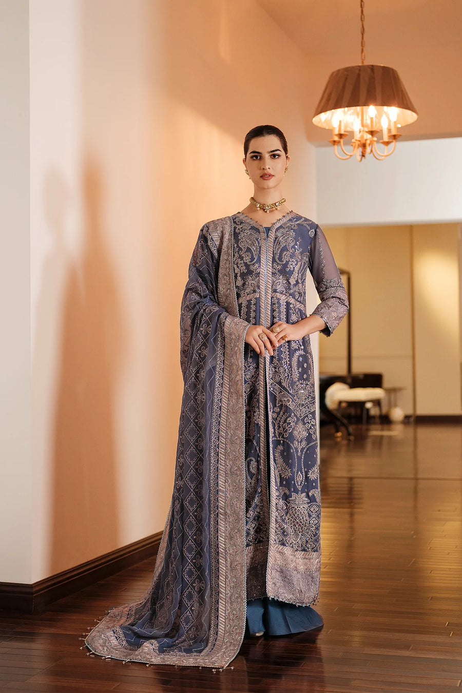 FARASHA Lueur Unstitched Embroidered Luxury Chiffon Suit 08-ADELINE