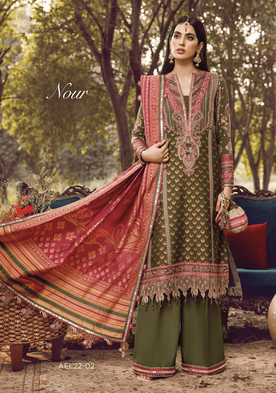 Anaya by Kiran Chaudhry Embroidered Linen 3Pc Suit AEL22-02 NOUR