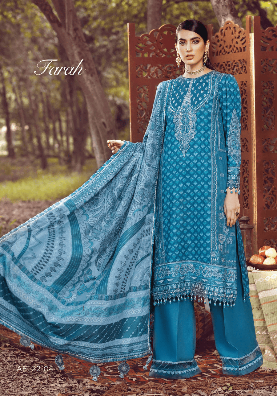 Anaya by Kiran Chaudhry Embroidered Linen 3Pc Suit AEL22-04 FARAH