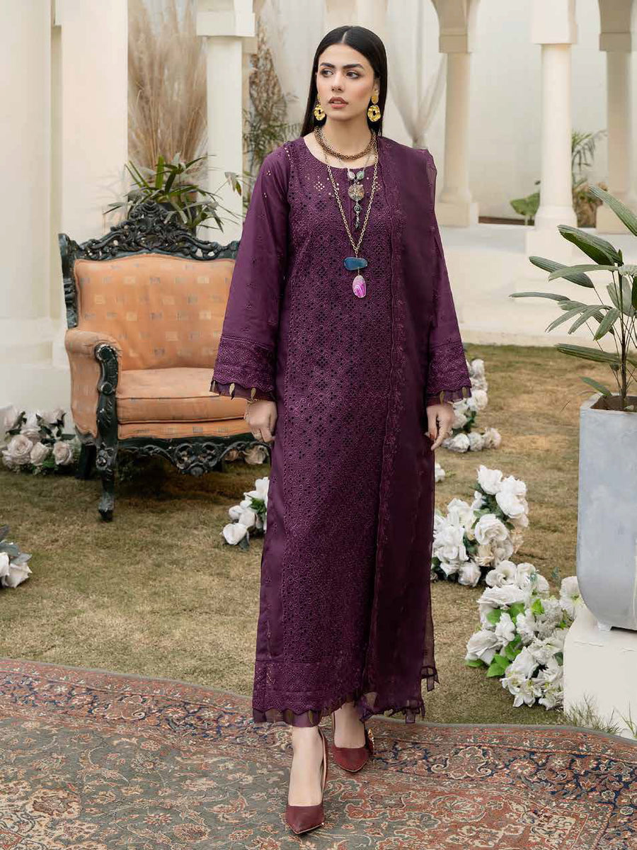 Aafreen by Riaz Arts Embroidered Chikankari Schiffli Lawn 3Pc AF-01
