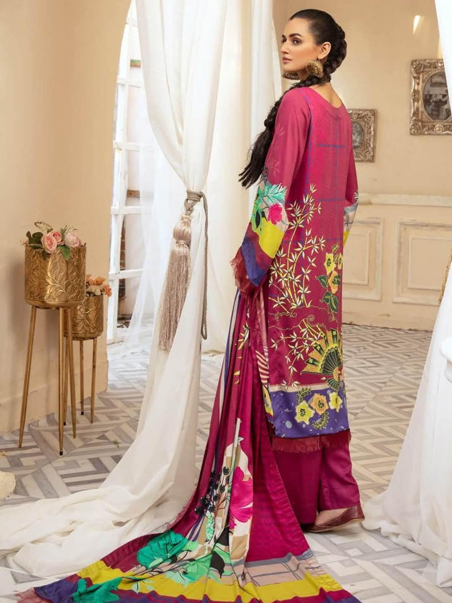 Bano by Riaz Arts Embroidered Corduroy 3pc Unstitched Suit AF-52 - FaisalFabrics.pk