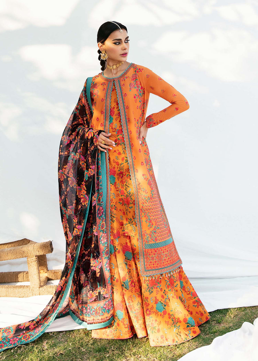Hussain Rehar Mausam Eid Lawn Unstitched Embroidered 3Pc Suit - AFTAB