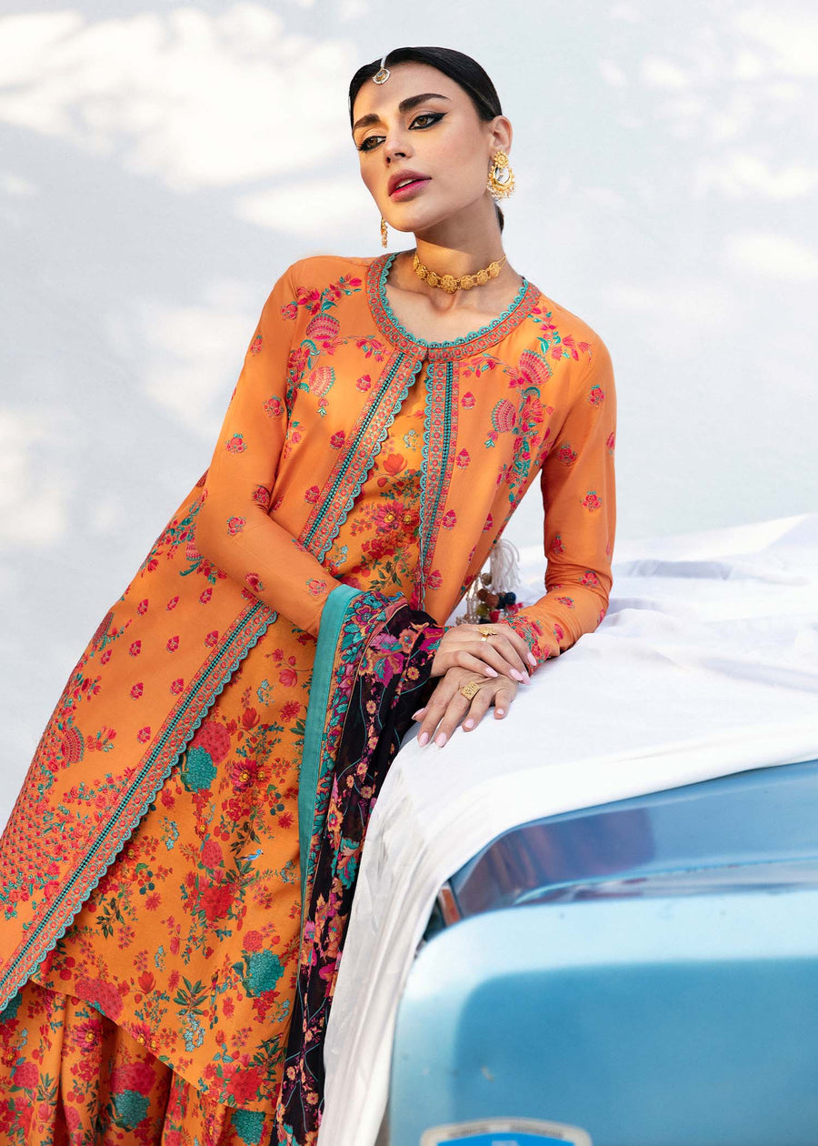 Hussain Rehar Mausam Eid Lawn Unstitched Embroidered 3Pc Suit - AFTAB