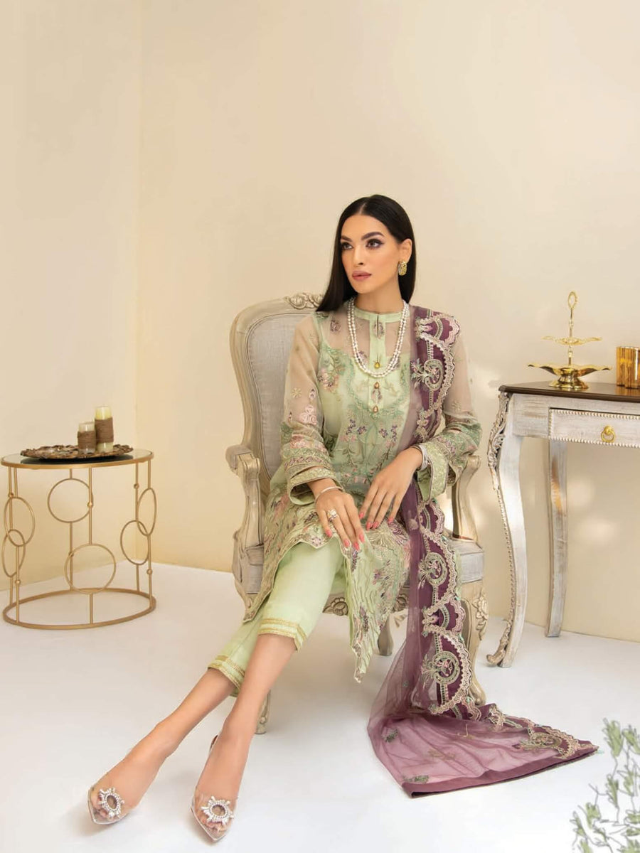 AIK Atelier Reveuse Organza & Tulle Embroidered 3 Piece Suit AIK-03 - FaisalFabrics.pk