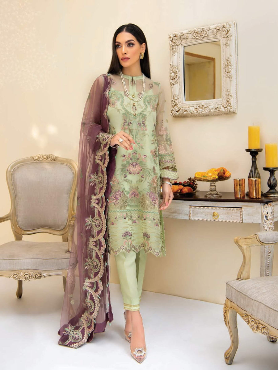 AIK Atelier Reveuse Organza & Tulle Embroidered 3 Piece Suit AIK-03 - FaisalFabrics.pk