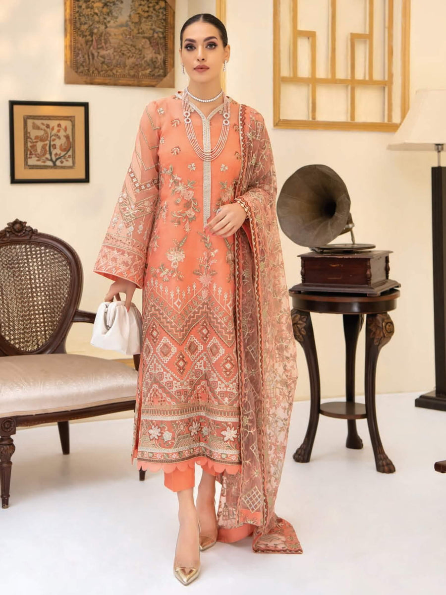 AIK Atelier Reveuse Organza & Tulle Embroidered 3 Piece Suit AIK-04 - FaisalFabrics.pk
