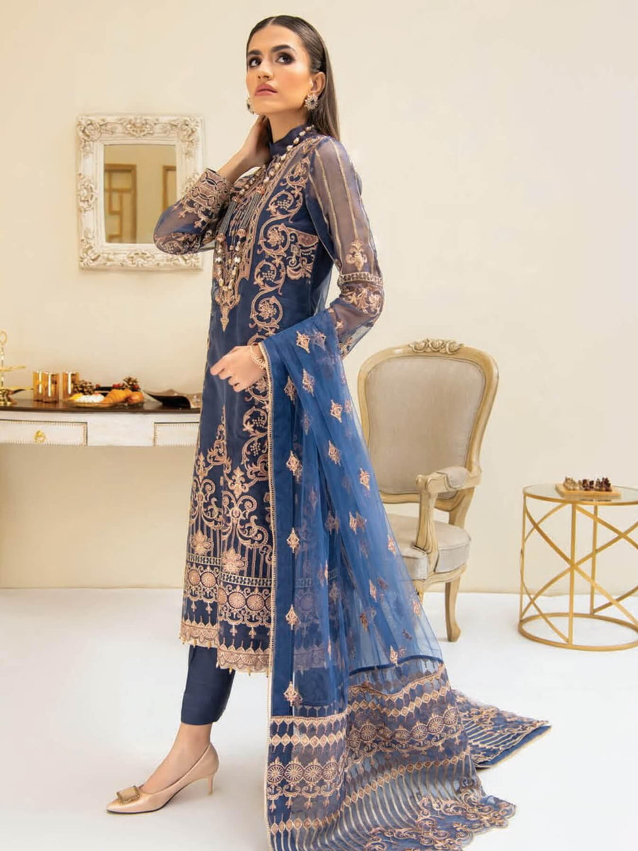 AIK Atelier Reveuse Organza & Tulle Embroidered 3 Piece Suit AIK-08 - FaisalFabrics.pk