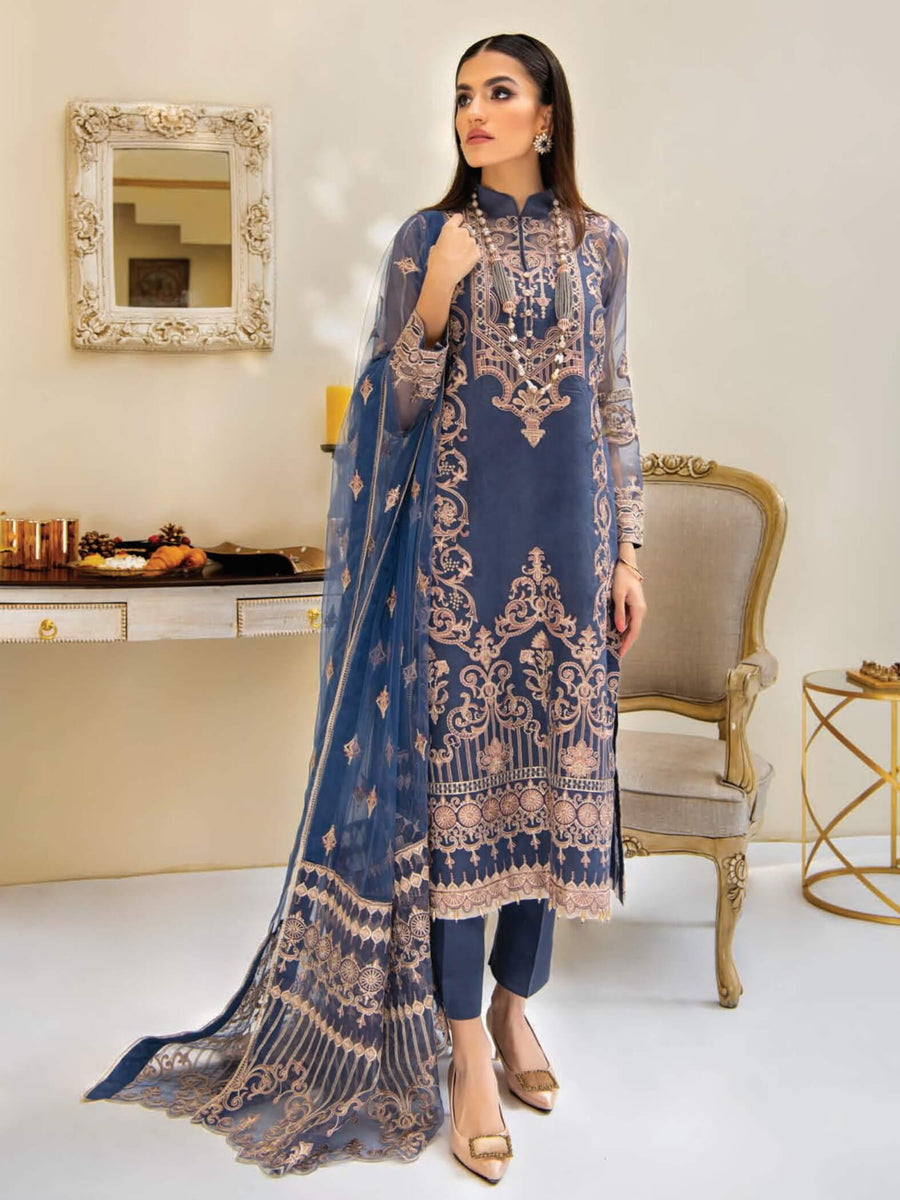 AIK Atelier Reveuse Organza & Tulle Embroidered 3 Piece Suit AIK-08 - FaisalFabrics.pk