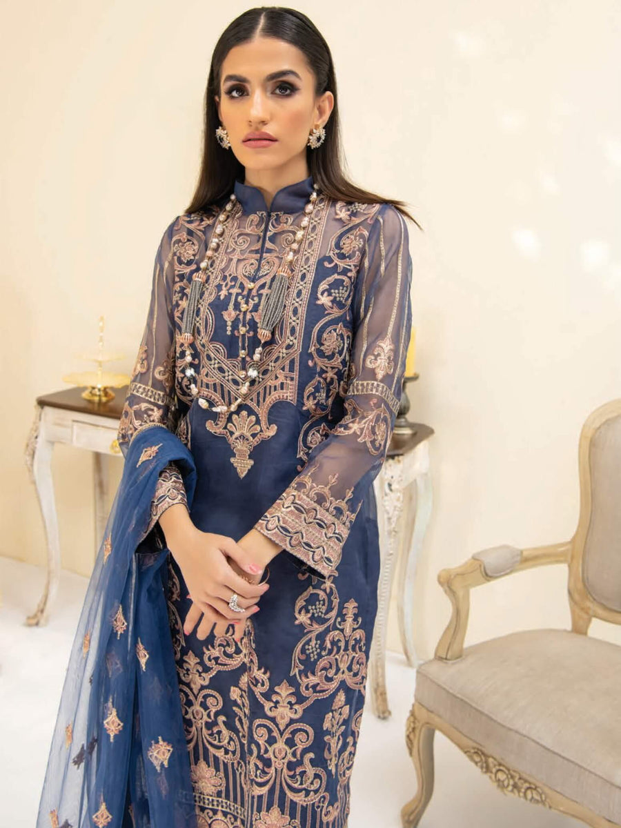 AIK Atelier Reveuse Organza & Tulle Embroidered 3 Piece Suit AIK-08 - FaisalFabrics.pk