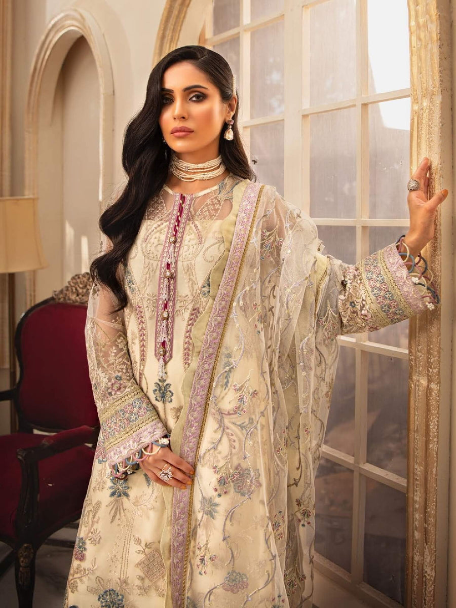 Aik Atelier Casablanca Organza and Tulle Unstitched 3Pc Suit Look-01 - FaisalFabrics.pk