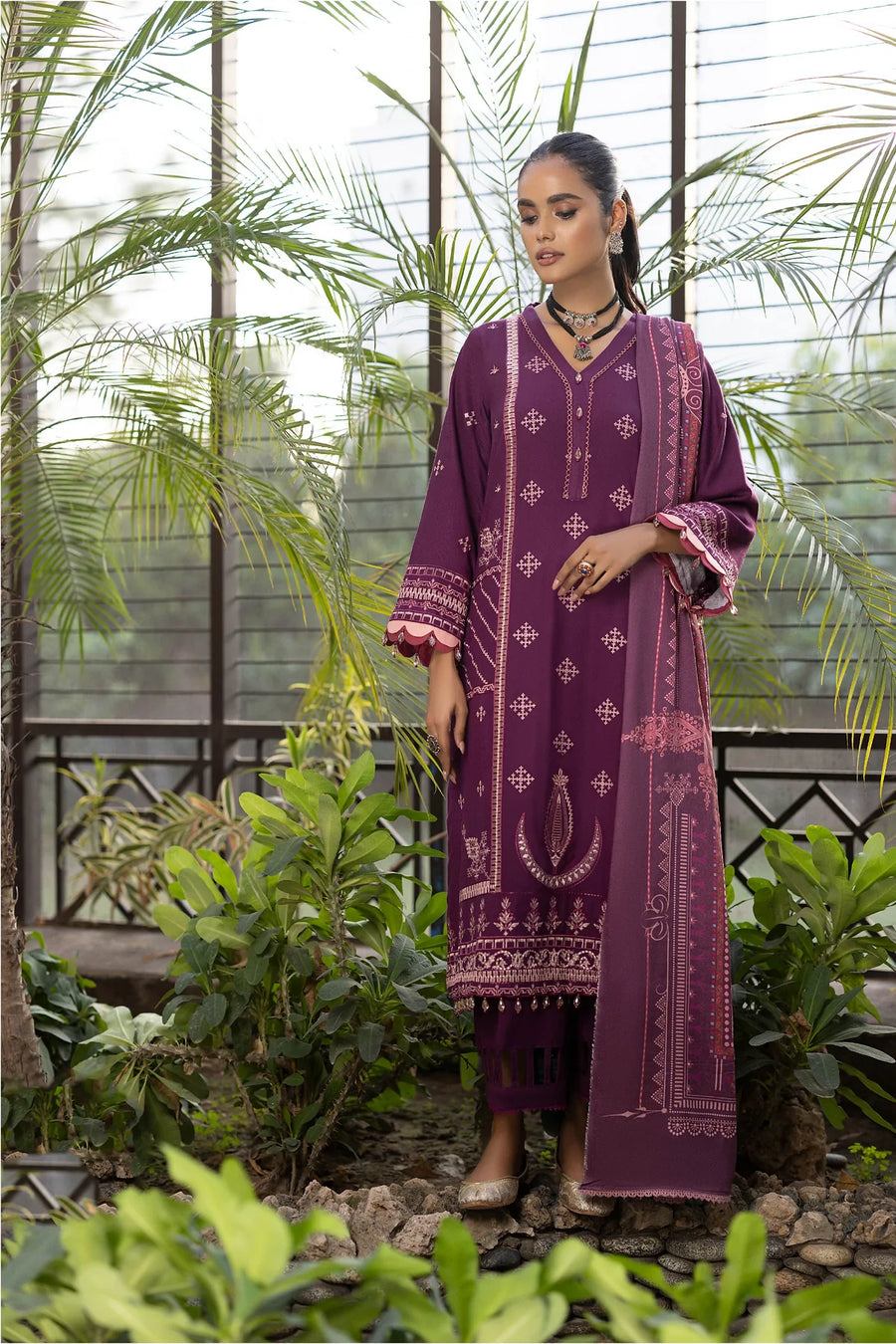 ZOYA by LALA Embroidered Woolen Unstitched 3Pc Suit D-07 AITA