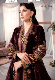 The Ayeza Edit by Asim Jofa Makhmal Royal Velvet 3Pc Suit AJAM-01