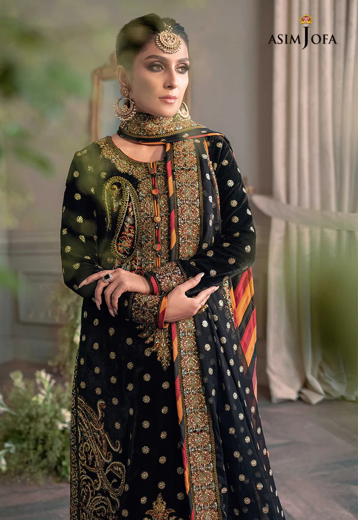 The Ayeza Edit by Asim Jofa Makhmal Royal Velvet 3Pc Suit AJAM-02