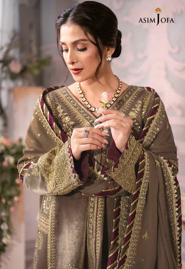 The Ayeza Edit by Asim Jofa Makhmal Royal Velvet 3Pc Suit AJAM-03