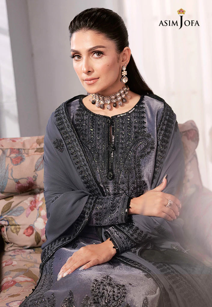 The Ayeza Edit by Asim Jofa Makhmal Royal Velvet 3Pc Suit AJAM-05