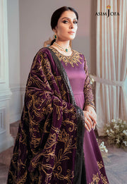 The Ayeza Edit by Asim Jofa Makhmal Royal Dull Silk 3Pc Suit AJAM-06