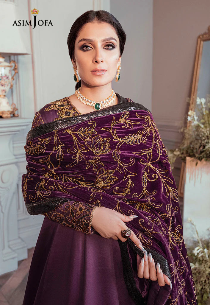 The Ayeza Edit by Asim Jofa Makhmal Royal Dull Silk 3Pc Suit AJAM-06