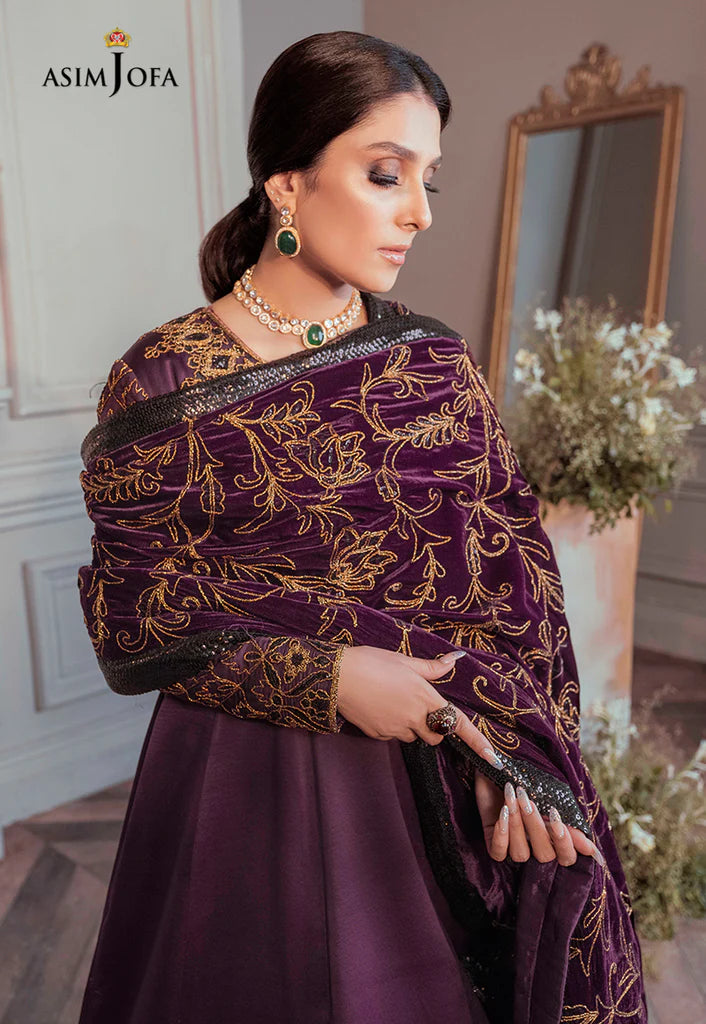 The Ayeza Edit by Asim Jofa Makhmal Royal Dull Silk 3Pc Suit AJAM-06
