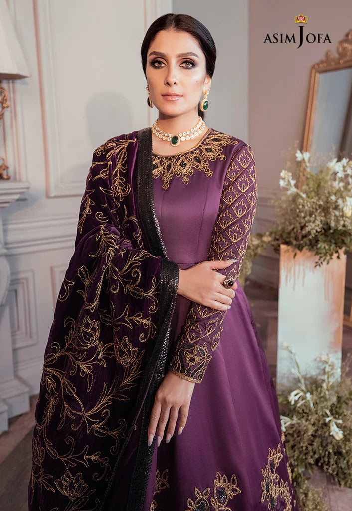 The Ayeza Edit by Asim Jofa Makhmal Royal Dull Silk 3Pc Suit AJAM-06