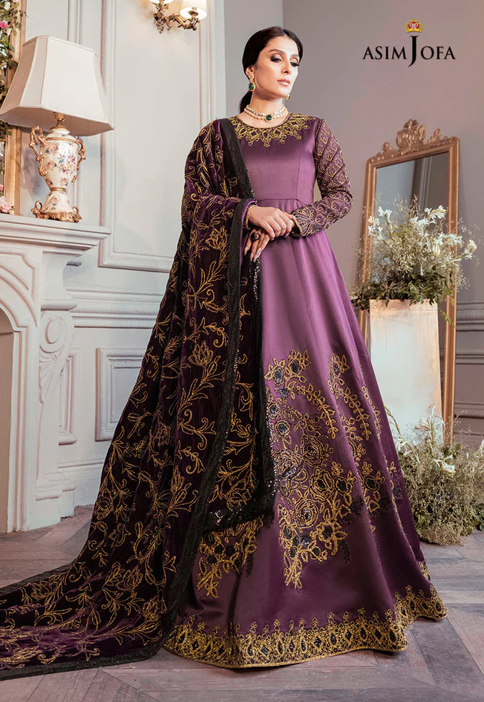 The Ayeza Edit by Asim Jofa Makhmal Royal Dull Silk 3Pc Suit AJAM-06