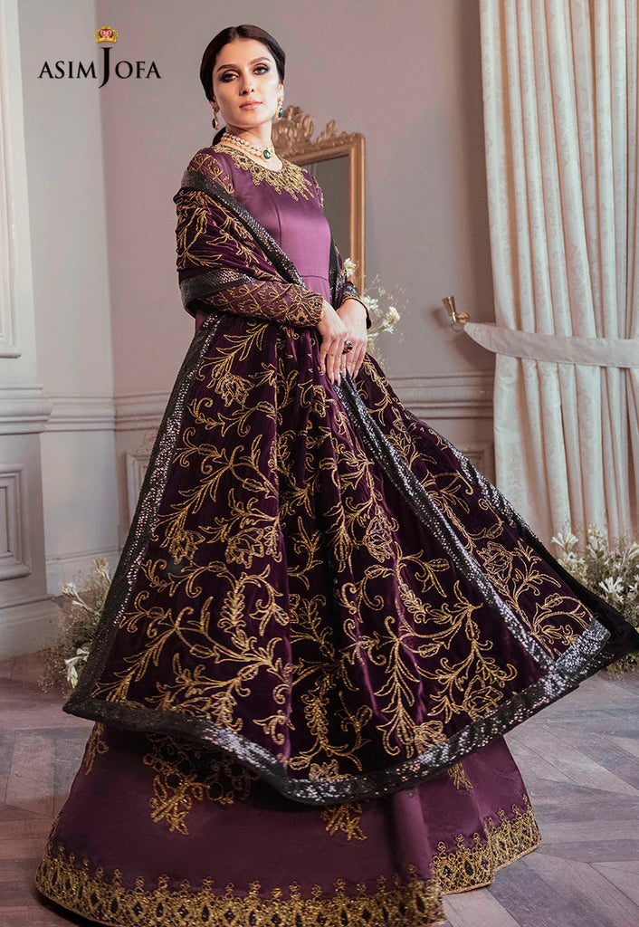 The Ayeza Edit by Asim Jofa Makhmal Royal Dull Silk 3Pc Suit AJAM-06