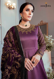 The Ayeza Edit by Asim Jofa Makhmal Royal Dull Silk 3Pc Suit AJAM-06