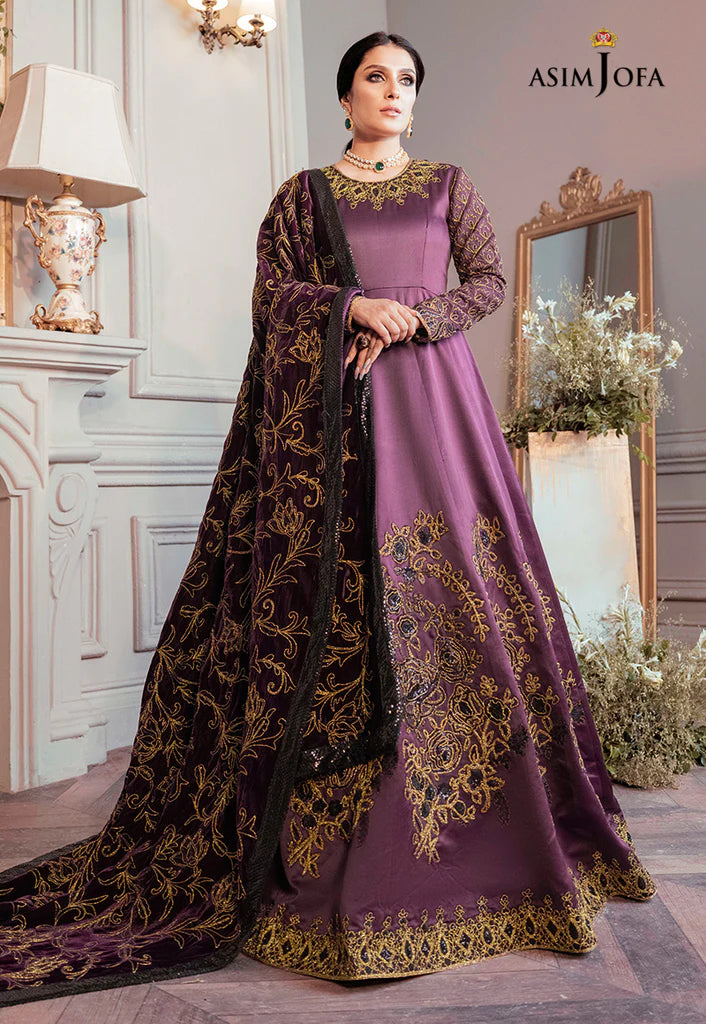 The Ayeza Edit by Asim Jofa Makhmal Royal Dull Silk 3Pc Suit AJAM-06