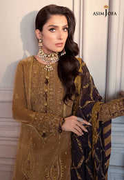 The Ayeza Edit by Asim Jofa Makhmal Royal Velvet 3Pc Suit AJAM-07