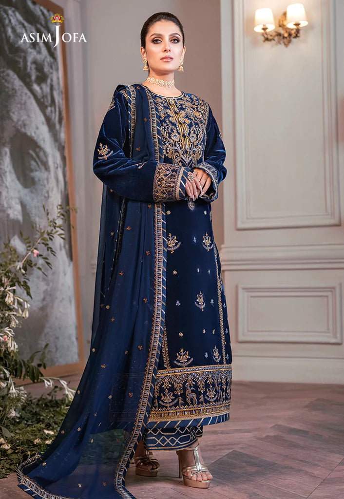 The Ayeza Edit by Asim Jofa Makhmal Royal Velvet 3Pc Suit AJAM-08