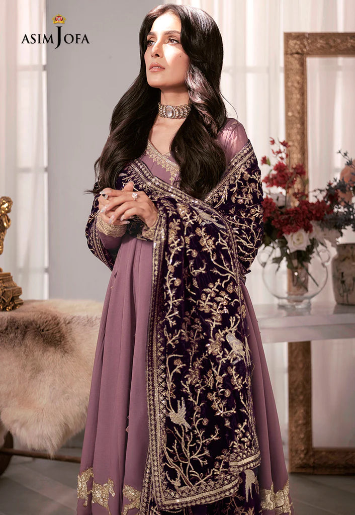 The Ayeza Edit by Asim Jofa Makhmal Royal Chiffon 3Pc Suit AJAM-09