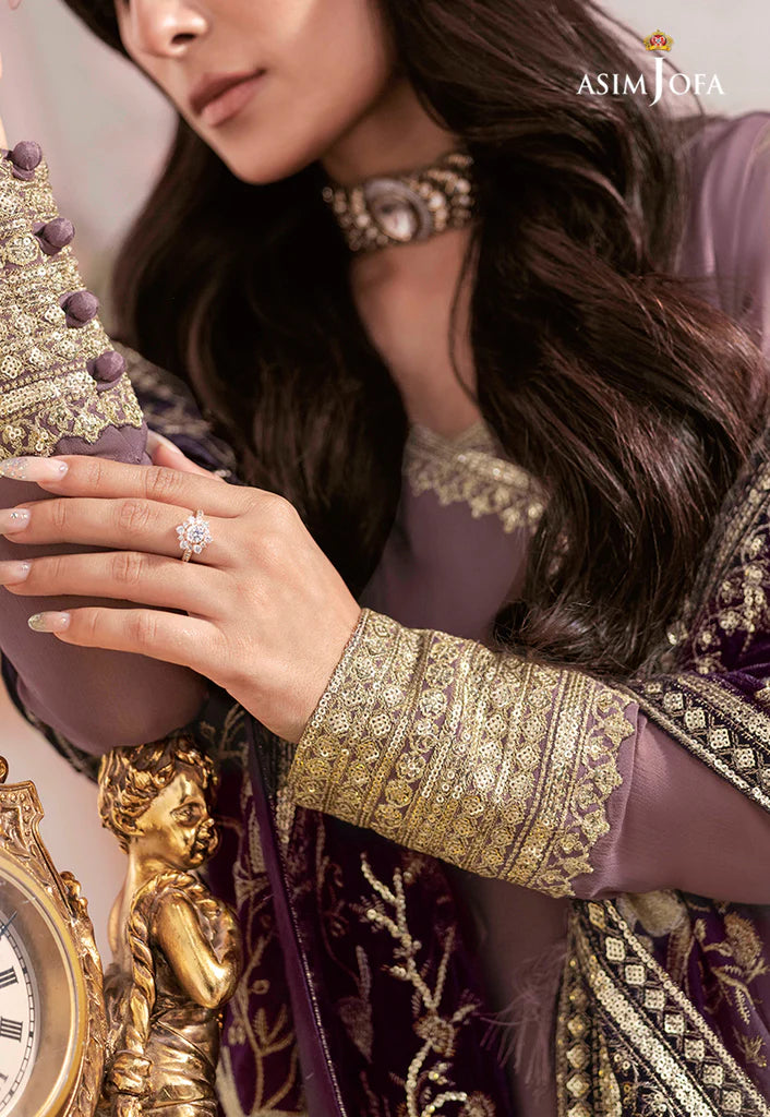 The Ayeza Edit by Asim Jofa Makhmal Royal Chiffon 3Pc Suit AJAM-09