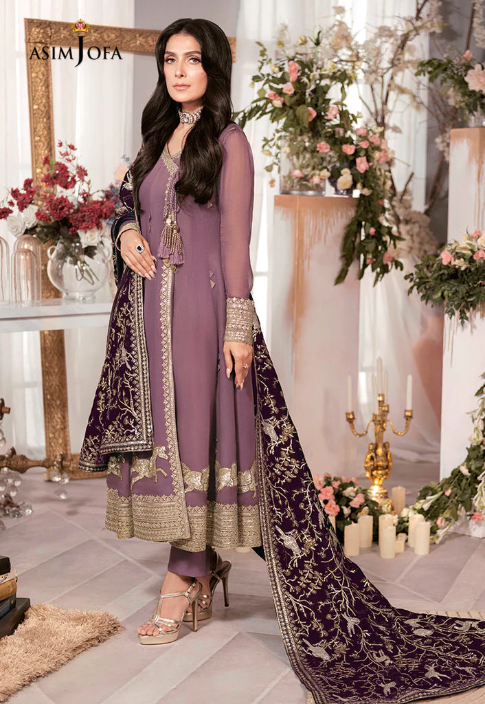The Ayeza Edit by Asim Jofa Makhmal Royal Chiffon 3Pc Suit AJAM-09