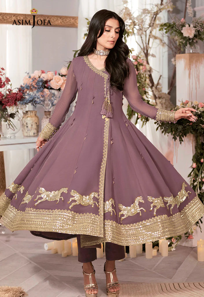 The Ayeza Edit by Asim Jofa Makhmal Royal Chiffon 3Pc Suit AJAM-09