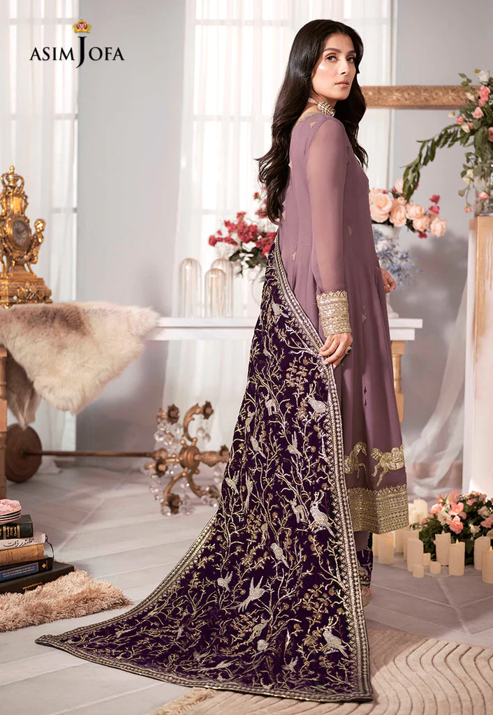 The Ayeza Edit by Asim Jofa Makhmal Royal Chiffon 3Pc Suit AJAM-09