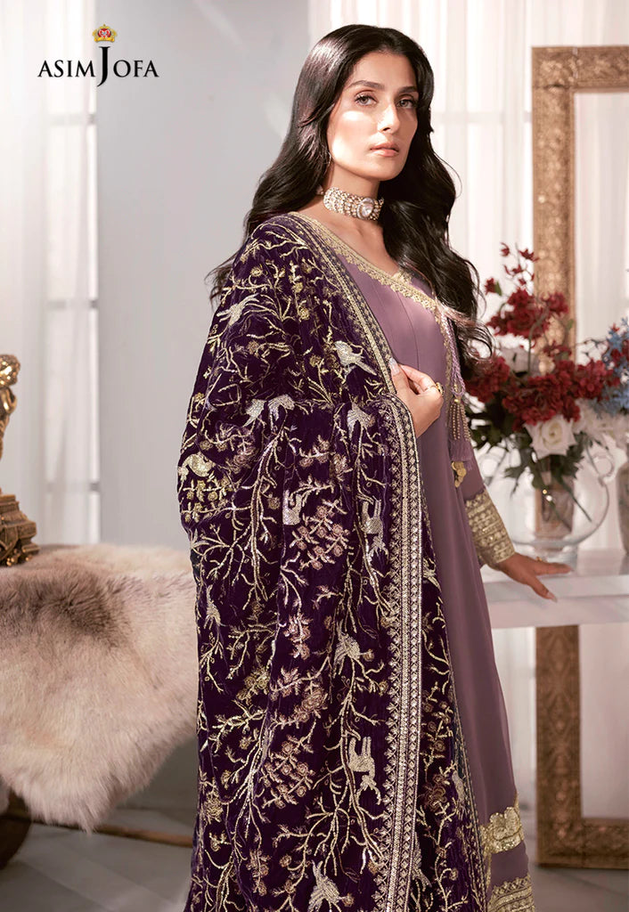 The Ayeza Edit by Asim Jofa Makhmal Royal Chiffon 3Pc Suit AJAM-09