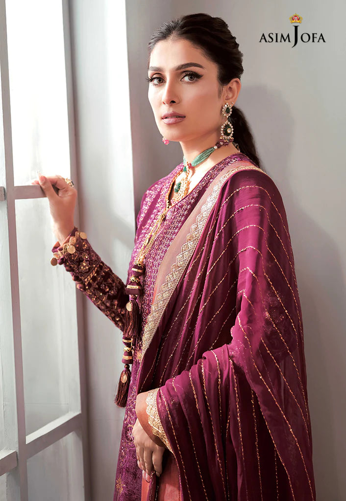 The Ayeza Edit by Asim Jofa Makhmal Royal Velvet 3Pc Suit AJAM-10