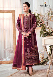 The Ayeza Edit by Asim Jofa Makhmal Royal Velvet 3Pc Suit AJAM-10