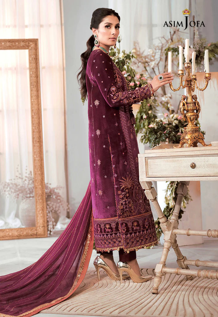 The Ayeza Edit by Asim Jofa Makhmal Royal Velvet 3Pc Suit AJAM-10