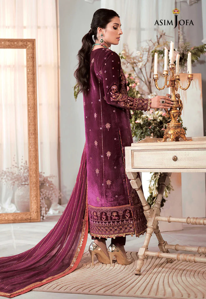 The Ayeza Edit by Asim Jofa Makhmal Royal Velvet 3Pc Suit AJAM-10