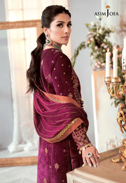 The Ayeza Edit by Asim Jofa Makhmal Royal Velvet 3Pc Suit AJAM-10