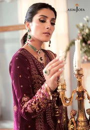 The Ayeza Edit by Asim Jofa Makhmal Royal Velvet 3Pc Suit AJAM-10