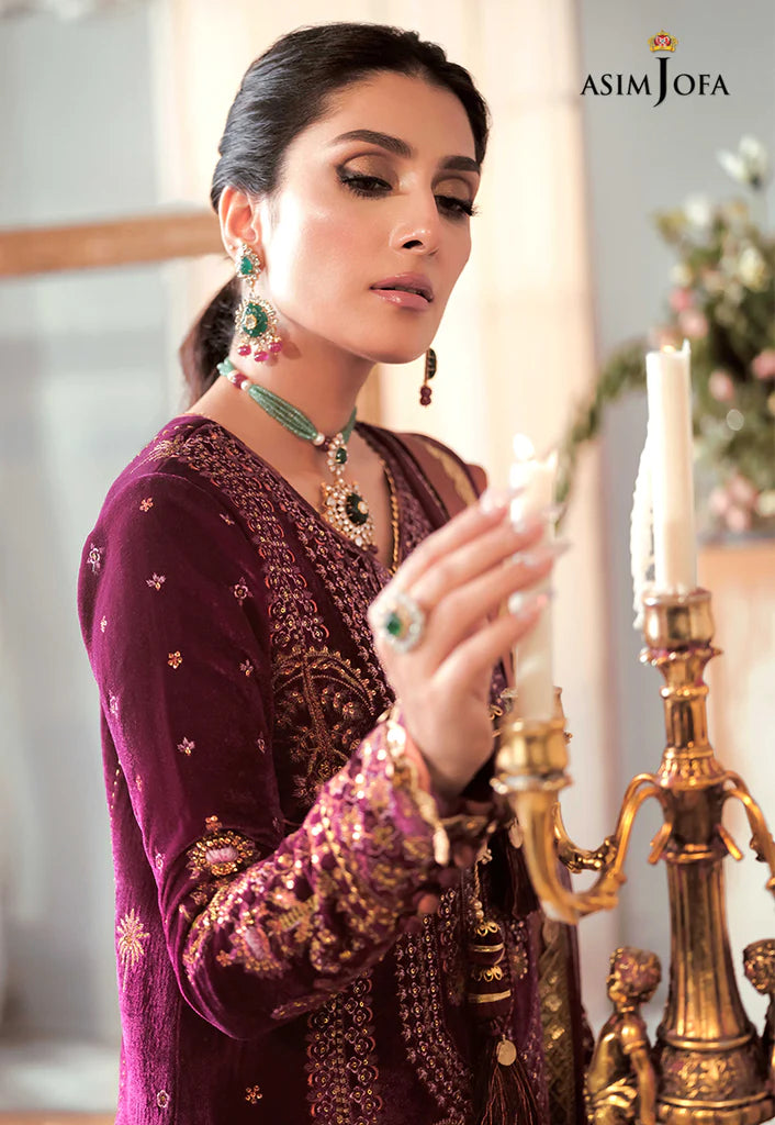 The Ayeza Edit by Asim Jofa Makhmal Royal Velvet 3Pc Suit AJAM-10