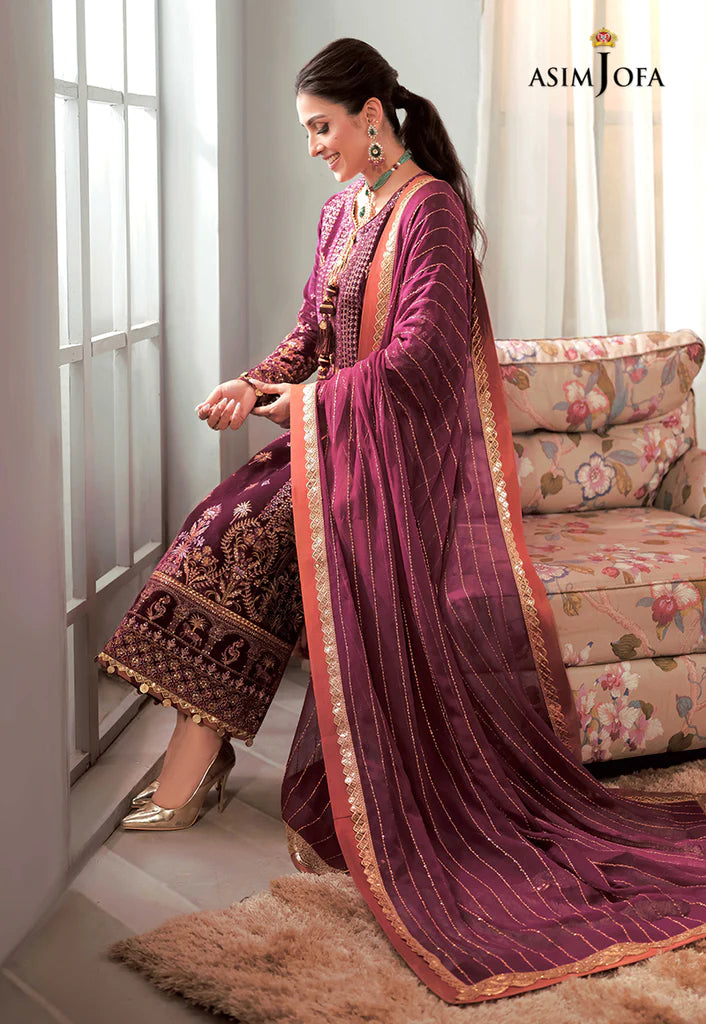 The Ayeza Edit by Asim Jofa Makhmal Royal Velvet 3Pc Suit AJAM-10