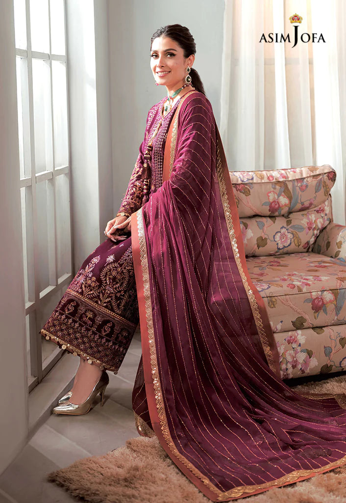 The Ayeza Edit by Asim Jofa Makhmal Royal Velvet 3Pc Suit AJAM-10