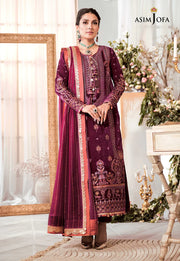 The Ayeza Edit by Asim Jofa Makhmal Royal Velvet 3Pc Suit AJAM-10