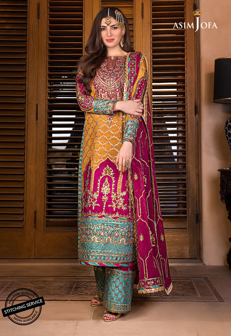 Asim Jofa Baad-e-Naubahar Unstitched Formal Raw Silk 3Pc Suit AJBN-04