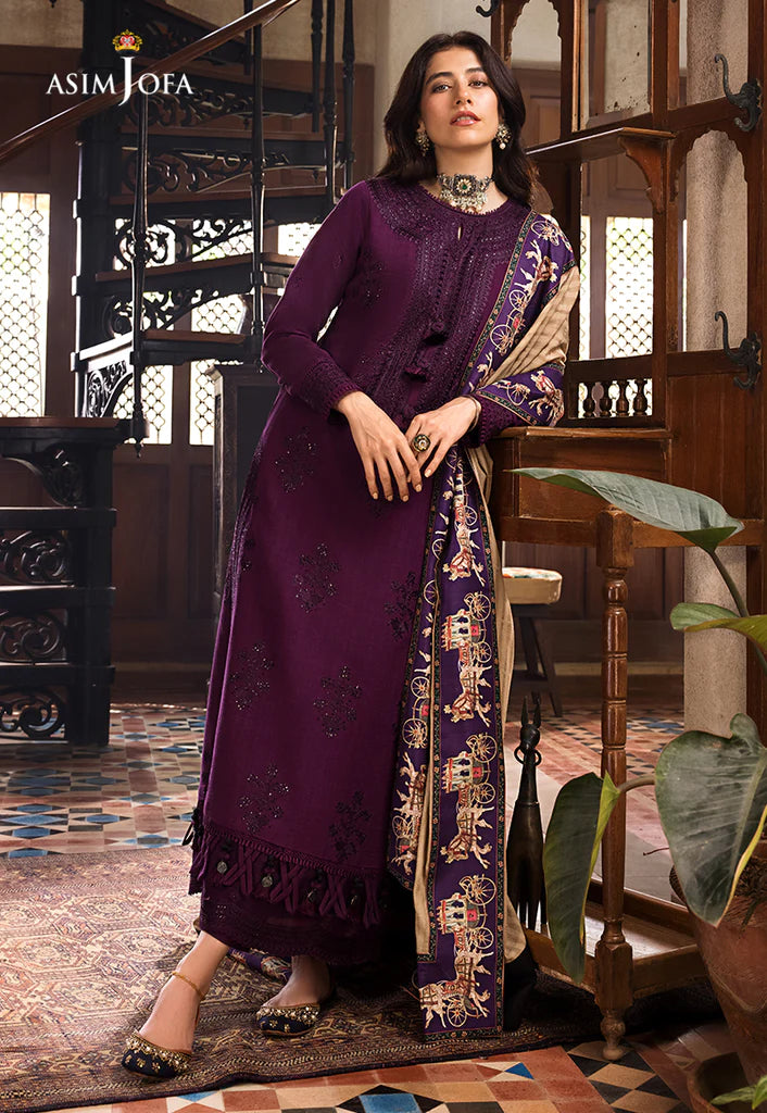 The Syra Edit Unstitched Embrodered Cotton Slub 3Pc Suit AJK-02