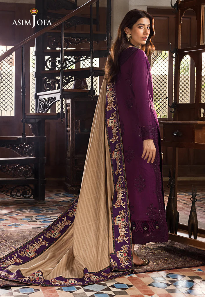 The Syra Edit Unstitched Embrodered Cotton Slub 3Pc Suit AJK-02